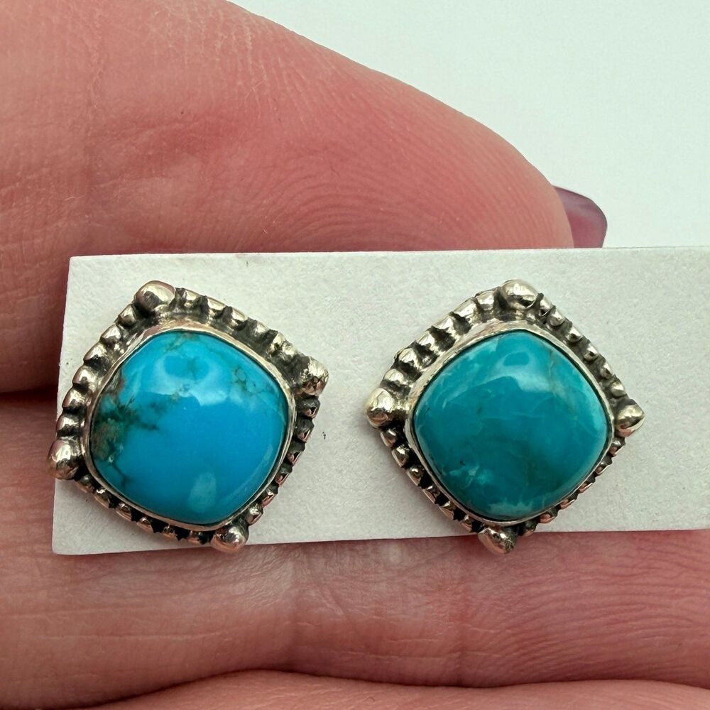 Turquoise stud Earrings Sterling Silver 925